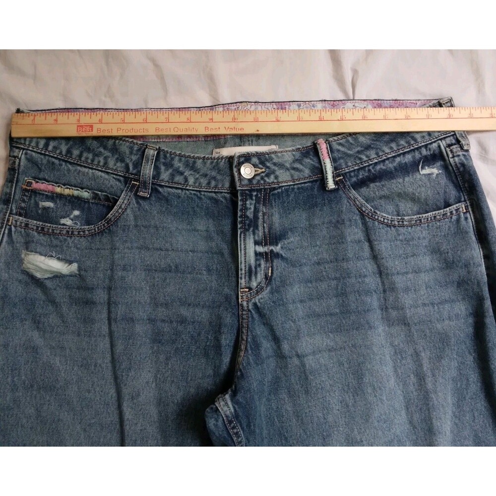 Hollister Low-Rise Baggy Jeans Blue Med Wash Wide Leg Boho Preppy Women's 16 33 - Picture 8 of 16